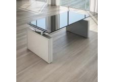 Tavolo riunione Linekit Giano Cristallo Nero con struttura di colore argento - T5520GNEAL - D02658