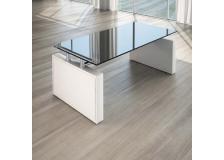 Tavolo riunione Linekit Giano Cristallo Nero con struttura di colore bianco- T5520GNEBI - D02659