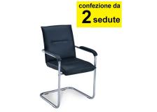 Sedia visitatore modello Silla Ecopelle nera conf. 2 sedie - D03634