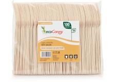 Eco forchette bio-compostabile posate in legno di betulla 16 cm - D07055