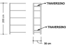 Scaffale aggiuntivo in acciaio verniciato a polvere 100x50x200H cm - D07082