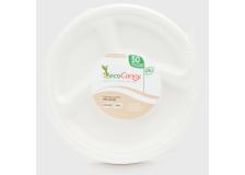 Eco piatti bio-compostabile linea party - piatto triscomparto 25,8 cm canna da zucchero - D07203