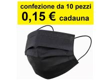 Mascherina chirurgica Tipo IIR monouso a 3 strati nero conf. 10 pz - D07240