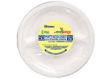 Eco piatti bio-compostabile linea party - piatto biscomparto 25,5 cm canna da zucchero - D07301