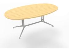 Tavolo riunione con piano melaminico ovale colore Faggio misura 200x110 h 76 per 8 persone codice X2ITO20-FA-A - D08658