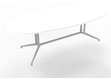 Tavolo riunione con piano melaminico ovale colore Bianco misura 240x110 h 76 per 8 persone X2ITO24-BA-A