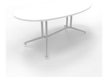Tavolo riunione con piano melaminico ovale colore Bianco misura 200x110 h 76 per 8 persone X2ITO20-BA-A