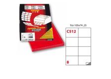 Etichetta adesiva c/512 rosso 100fg A4 105x74mm (8et/fg) markin - Z01202