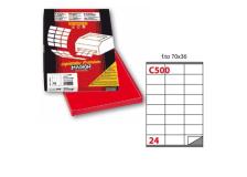 Etichetta adesiva c/500 rosso 100fg A4 70x36mm (24et/fg) markin - Z01204