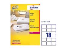 Etichetta adesiva l7161 bianca 100fg 63,5x46,6mm (18et/fg) avery - Z01718