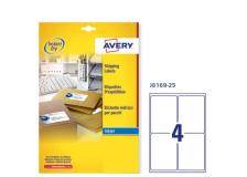 Etichetta adesiva j8169 bianca 25fg A4 99,1x139mm (4et/fg) inkjet avery - Z01736