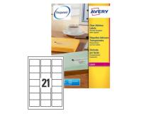 Poliestere adesivo l7560 trasparente 25fg A4 63,5x38,1mm (21et/fg) laser avery - Z01737