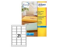 Poliestere adesivo j8560 trasparente 25fg A4 63,5x38,1mm (21et/fg) inkjet avery - Z01741