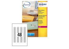 Poliestere adeisvo l7553 trasparente 25fg A4 22x12,7mm (48et/fg) laser avery - Z01747