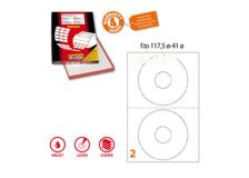Etichetta adesiva a/462 bianca 100fg x cd ø117,5mm foro41 (2et/fg) coprente - Z02443