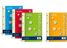 Ricambi forati A4 80gr 100fg 5mm soft colors 5 colori favini - Z02521