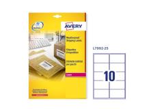 Poliestere adesivo l7992 bianco imperm 25fg A4 99,1x57mm (10et/fg) laser avery - Z03581