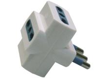 Adattatore triplo bianco con spina 2p+t 16a - 3 prese bipasso 10/16a - Z04061