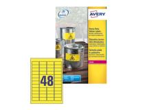 Poliestere adesivo l6103 giallo fluo 20fg A4 45,7x21,2mm (48et/fg) laser avery - Z05569