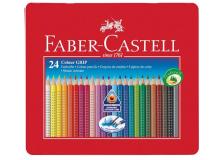 Astuccio metallo 24 pastelli colorati acquerellabili color grip faber castell - Z05703