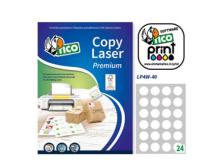 Etichetta adesiva LP4W bianca 100fg A4 tonda Ø40mm (24et/fg) Laser Tico - Z05906