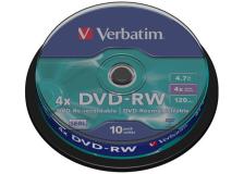 Scatola 10 dvd-rw spindle 4x 4.7gb 120min. serigrafato - Z09426