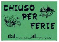 Cartello in cartoncino 'chiuso per ferie' 16x23cm cwr 315/12 - Z10321