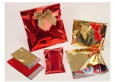 25 buste regalo in ppl metal lucido 40x60cm oro senza patella adesiva - Z10343