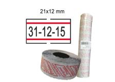 Pack 10 rotoli 1000 etich. 21x12mm bianco perm. con righe rosse printex - Z10970