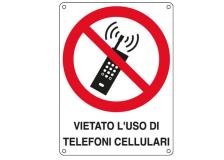 Cartello alluminio 16,6x23,3cm 'vietato l'uso di telefoni cellulari' - Z11327