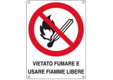 Cartello alluminio 16,6x23,3cm 'vietato fumare e usare fiamme libere" - Z12162
