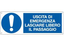 Cartello alluminio 35x12,5cm 'uscita di emergenza lasciare libero il passaggio" - Z12163