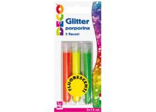 BLISTER GLITTER 3 FLACONI GRANA FINE 12ML COLORI ASSORTITI FLUO CWR - Z13194