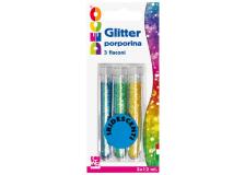 BLISTER GLITTER 3 FLACONI GRANA FINE 12ML COLORI ASSORTITI IRIDESCENTI CWR - Z13196