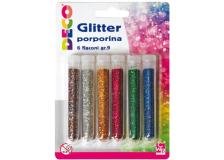 BLISTER GLITTER 5 FLACONI GRANA FINE 12ML COLORI ASSORTITI CWR - Z13197