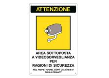 Cartello alluminio 20x30cm 'Area sottoposta a videosorveglianza' rif.GDPR - Z13976