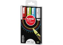 Busta 4 marcatore a gesso liquido UNI CHALK p.tonda col.assortiti UNI - Z13981