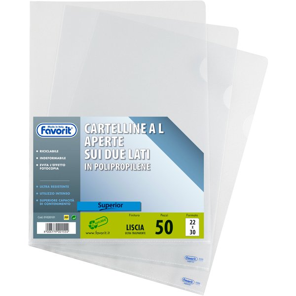 Buste A L Favorit Con Buccia D'Arancia - 22x30 Cm, Trasparenti, Confezione Da 50 Pezzi, Made In Italy